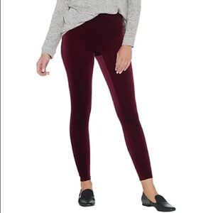 SPANX Rich Burgundy Velvet Leggings